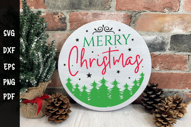 Merry Christmas Round Sign SVG SVG CraftLabSVG 