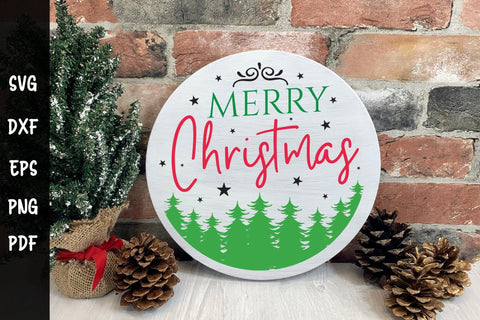 Merry Christmas Round Sign SVG SVG CraftLabSVG 