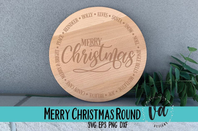 Merry Christmas Round SVG SVG V. Anderson Designs 