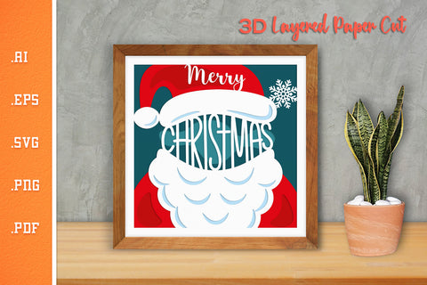 Merry Christmas Santa - 3D Layered Paper Cut SVG 2 SVG Slim Studio 