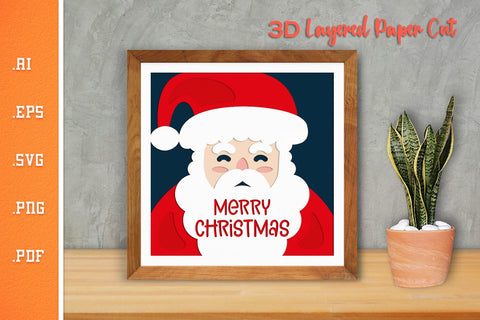 Merry Christmas Santa - 3D Layered Paper Cut SVG 9 SVG Slim Studio 