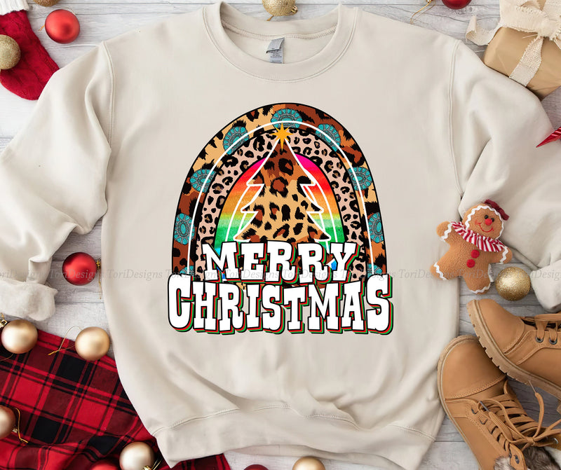 Merry Christmas Santa Rainbow, Merry Christmas Trees PNG Sublimation ToriDesigns 
