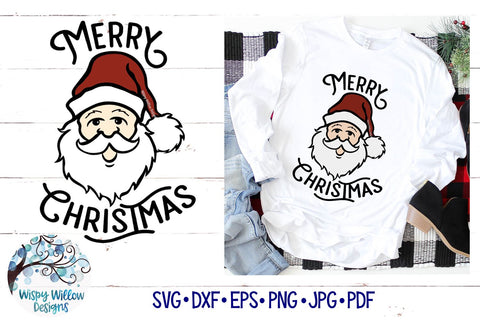 Merry Christmas Santa SVG | Retro Christmas Santa SVG SVG Wispy Willow Designs 