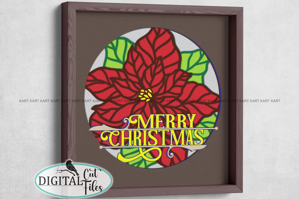 Merry Christmas shadow light box svg digital cut file - So Fontsy