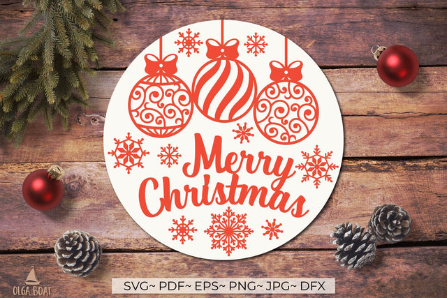 Merry christmas sign svg | Christmas door rounds SVG Olga Boat Design 