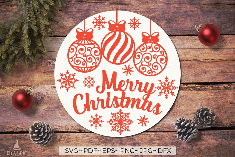 Merry christmas sign svg | Christmas door rounds SVG Olga Boat Design 