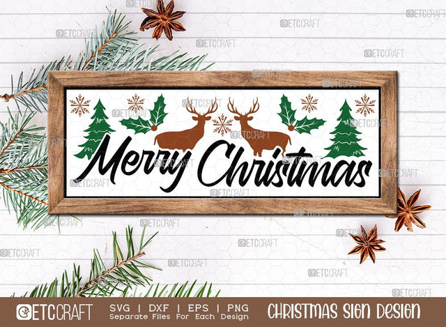 Merry Christmas Sign SVG Cut File | Holiday Svg | Horizontal Sign Svg | Welcome Sign Svg | Christmas Door Sign | Farmhouse Sign Svg | Christmas Sign Svg | Christmas Wood Sign Design SVG ETC Craft 