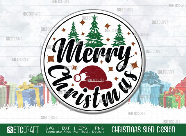 Merry Christmas Sign SVG Cut File | Holiday Svg | Porch Sign Svg | Round Wood Sign Svg | Christmas Door Sign | Farmhouse Sign Svg | Christmas Sign Svg | Christmas Wood Sign Design SVG ETC Craft 