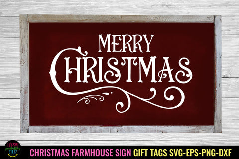 Merry Christmas Sign SVG I Farmhouse Christmas Sign SVG SVG Happy Printables Club 