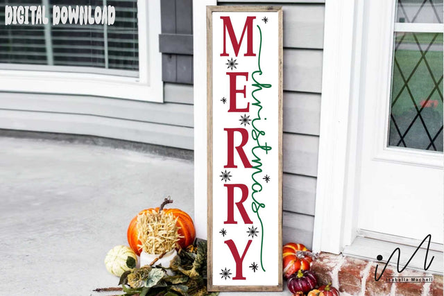 Merry Christmas sign svg, snow season svg, snow sign svg, winter porch svg, Christmas home decor, winter porch sign SVG Isabella Machell 