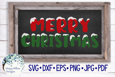 Merry Christmas | Snow Covered Winter SVG SVG Wispy Willow Designs 