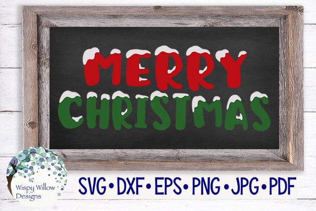 Merry Christmas | Snow Covered Winter SVG SVG Wispy Willow Designs 