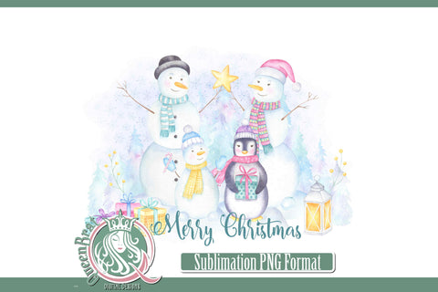 Merry Christmas Snow Family Sublimation Sublimation QueenBrat Digital Designs 