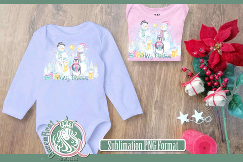 Merry Christmas Snow Family Sublimation Sublimation QueenBrat Digital Designs 