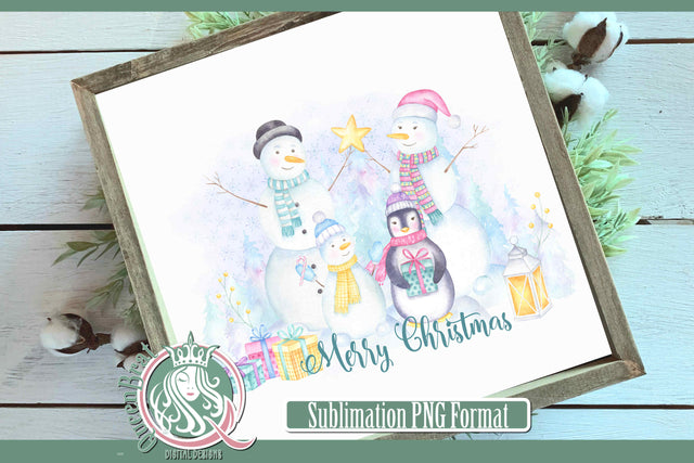 Merry Christmas Snow Family Sublimation Sublimation QueenBrat Digital Designs 