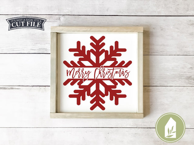 Merry Christmas Snowflake SVG | Farmhouse Christmas SVG Files SVG LilleJuniper 