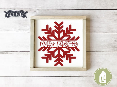 Merry Christmas Snowflake SVG | Farmhouse Christmas SVG Files SVG LilleJuniper 