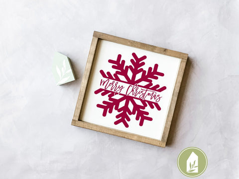 Merry Christmas Snowflake SVG | Farmhouse Christmas SVG Files SVG LilleJuniper 