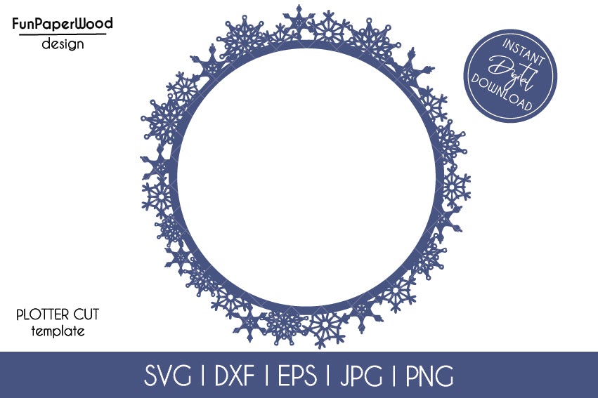 Merry Christmas Snowflake Wreath SVG DXF EPS PNG JPG cut file for ...