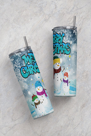 Merry Christmas Snowman 20oz skinny tumbler Png, Gift for Christmas PNG File Digital Download Sublimation CaldwellArt 