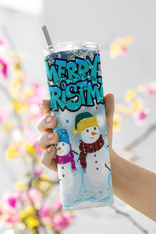 Merry Christmas Snowman 20oz skinny tumbler Png, Gift for Christmas PNG File Digital Download Sublimation CaldwellArt 