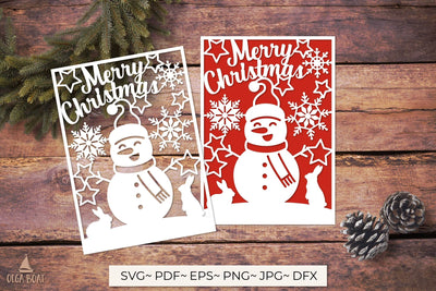 Merry christmas snowman svg | Merry christmas card paper cut 3D Paper Olga Boat Design 