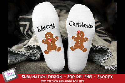 Merry Christmas Socks | Gingerbread Man Sublimation SVG Stacy's Digital Designs 