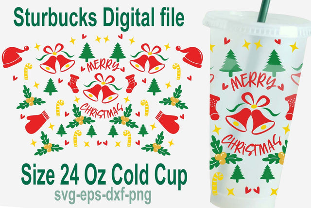 Merry Christmas Starbucks svg, 24 Oz cold cup svg, Starbuck cold cup svg, Funny Christmas drink warp svg SVG Isabella Machell 