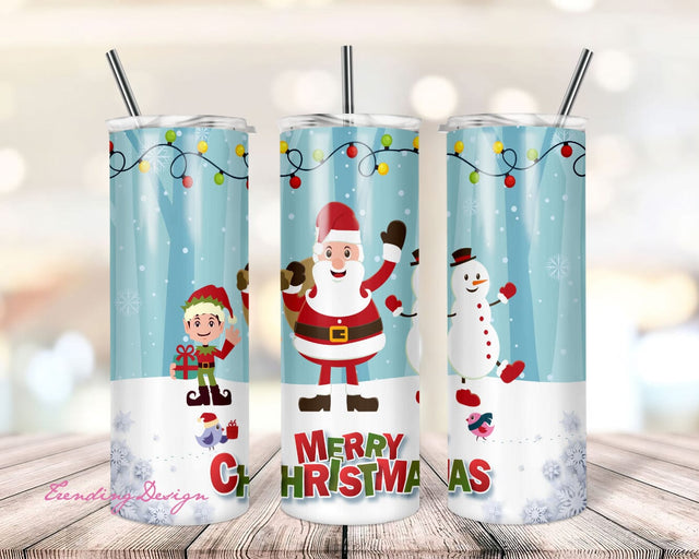 Merry Christmas Sublimation Designs Downloads Skinny Tumbler 20oz Design PNG Commercial Use 2020 Sublimation TrendingDesign 