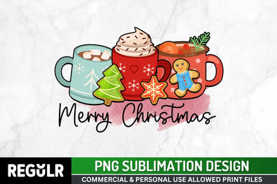 Merry christmas Sublimation PNG, Coffee & Christmas Cheer Sublimation Design Sublimation Regulrcrative 