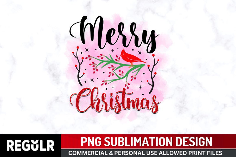 Merry christmas Sublimation PNG, Sublimation Christmas Cardinal Design Sublimation Regulrcrative 