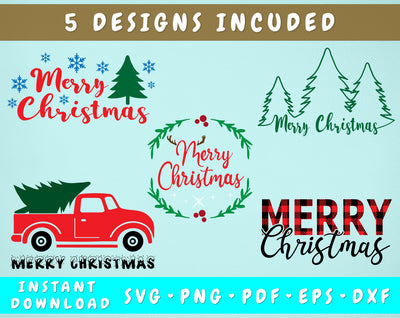 Merry Christmas SVG - 5 Designs SVG HappyDesignStudio 