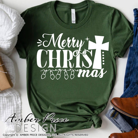 Merry CHRISTmas SVG | Christian Christmas SVG PNG DXF with cross | Amber Price SVG Amber Price Design 