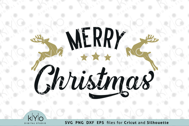 Merry Christmas SVG, Christmas deer svg, Deer silhouette svg, Reindeer svg, Christmas sign svg files for Cricut and Silhouette, Christmas dxf files SVG kYo Digital Studio 