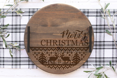 Merry Christmas SVG, Christmas door hanger SVG, Christmas round wooden sign SVG SVG CutePicturesStudio 