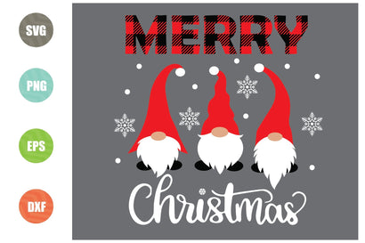 Merry Christmas Svg, Christmas Gnomes Svg, Cute Gnomies Svg, Buffalo Plaid, Kids Funny Christmas Shirt Svg File for Cricut & Silhouette, Png SVG Artstoredigital 