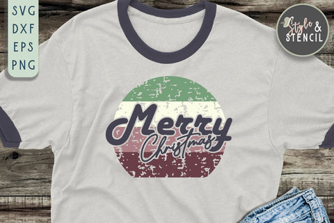 Merry Christmas SVG | Christmas | Retro | Retro Christmas SVG Style and Stencil 