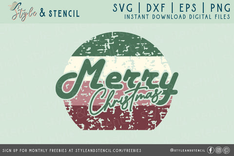 Merry Christmas SVG | Christmas | Retro | Retro Christmas SVG Style and Stencil 