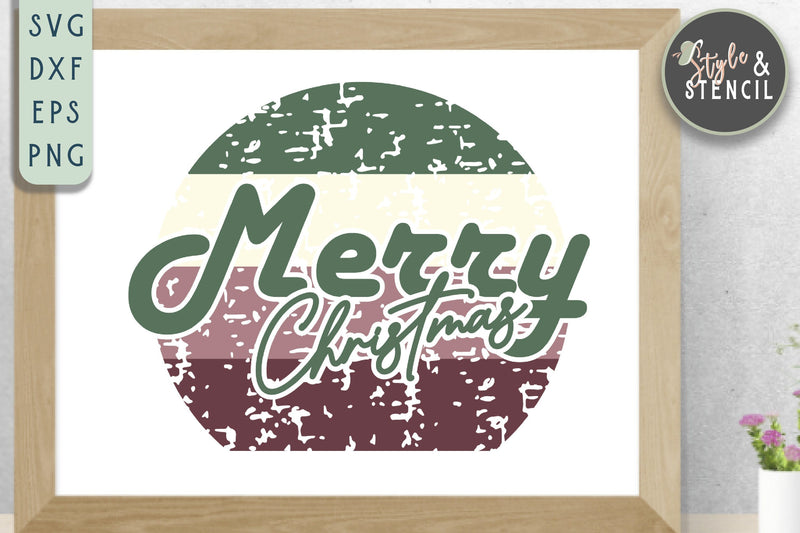 Merry Christmas SVG | Christmas | Retro | Retro Christmas SVG Style and Stencil 