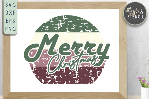 Merry Christmas SVG | Christmas | Retro | Retro Christmas SVG Style and Stencil 