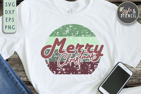 Merry Christmas SVG | Christmas | Retro | Retro Christmas SVG Style and Stencil 