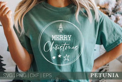 Merry Christmas Svg | Christmas Round Sign Cut File SVG Petunia Digital Design 