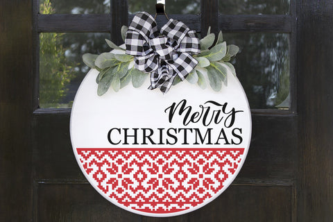 Merry Christmas SVG, Christmas round wooden sign SVG SVG CutePicturesStudio 