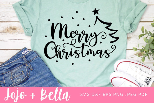 Merry Christmas SVG, Christmas SVG, Christmas Trees Cut File, Xmas Svg, Christmas Sign Svg, Christmas Shirt DXF Cut files, Svg Designs For Cricut, Cricut Svg SVG Jojo&Bella 