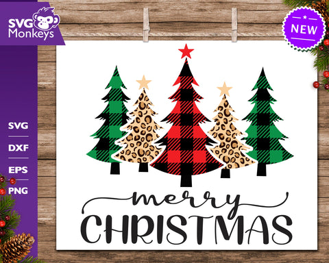 Merry Christmas Svg, Christmas Trees Svg, Buffalo Plaid Svg SVG SvgMonkeys 