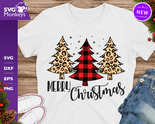 Merry Christmas Svg, Christmas Trees Svg, Tree Svg, Buffalo Plaid svg, Gepard Texture SVG SvgMonkeys 