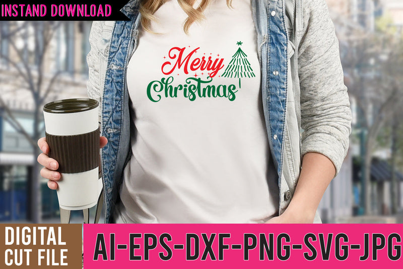 Merry Christmas SVG Cut File, Merry Christmas SVG Quotes SVG BlackCatsMedia 