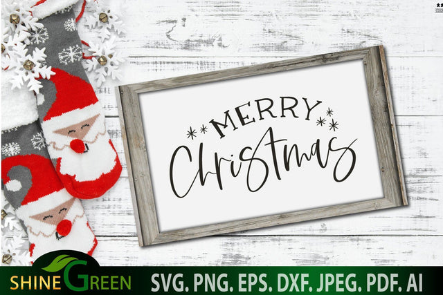 Merry Christmas SVG - Farmhouse Christmas Sign SVG SVG Shine Green Art 