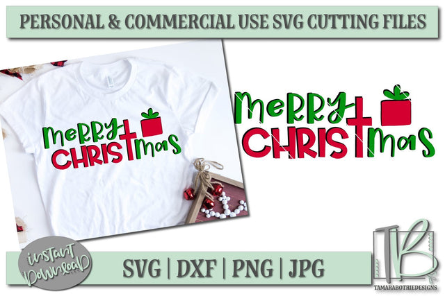 Merry ChrisTmas SVG File, Christmas Cut file, Cross SVG TB Designs 