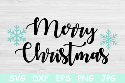 Merry Christmas Svg File Saying with Snowflakes. Winter Svg Cut Files for Cricut and Silhouette. Hand Lettered Christmas Svg Stencil Decal SVG TiffsCraftyCreations 
